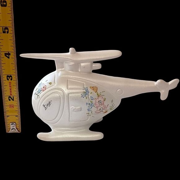 Berger Italian Helicopter Figure Ceramic Iridescent Floral Pottery Hand Painted - Picture 3 of 16